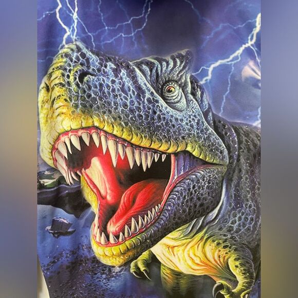 Women's Realistic T Rex Dinosaur Purple Hooded Sweatshirt SZ S - Picture 2 of 7